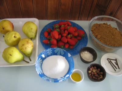 Ingrédients pour la recette : Confiture de poires et fraises