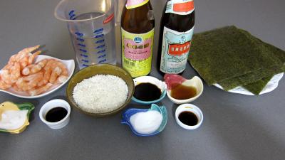 Ingrédients pour la recette : Sushis aux gambas