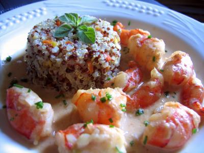 La cuisine des grand-mères : Assiette de crevettes au curry et quinoa