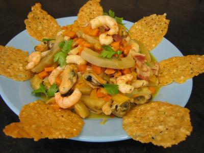 Recette Crevettes et moules aux artichauts