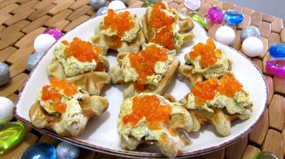 Recette Gaufrettes aux oeufs de saumon