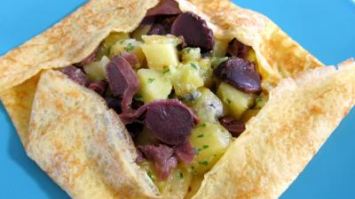 Image : recette Crêpes farcies aux gésiers confits et pommes de terre