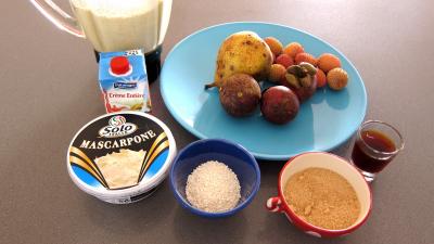 Ingrédients pour la recette : Crêpes et son mascarpone aux mangoustans et tapioca