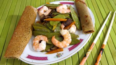 Recette Haricots plats et gambas à la chinoise
