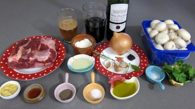 Ingrédients pour la recette : Ragoût de boeuf aux champignons à la juive