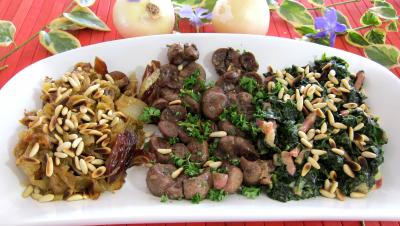 Recette Compotée d'oignons et d'épinards et son rognon de veau