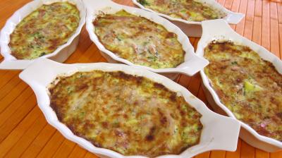 Image : Cassolettes de pousses de bambou et asperges gratinées