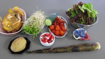 Ingrédients pour la recette : Restes de poulet en salade