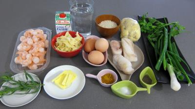 Ingrédients pour la recette : Quiche aux crevettes et à la lotte