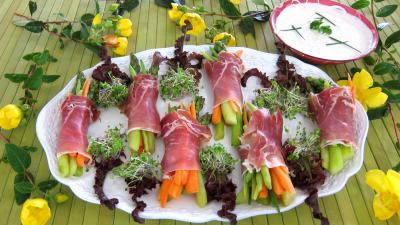 Recette Ballotins d'asperges, d'haricots beurre et carottes