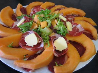 magret : Assiette de melon et ses jambons