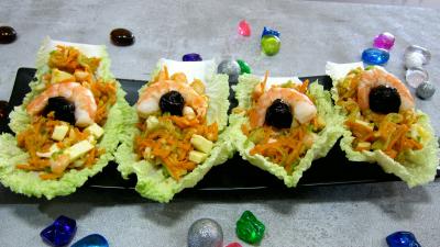 gambas : Barquettes de chou chinois