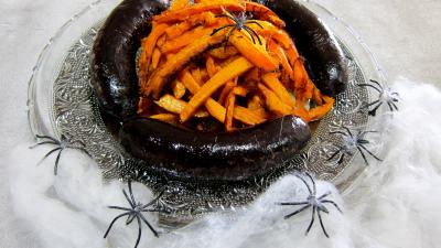 plat complet : Assiette de frites de potimarron et son boudin