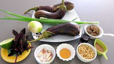 Ingrédients pour la recette : Aubergines en salade au sésame