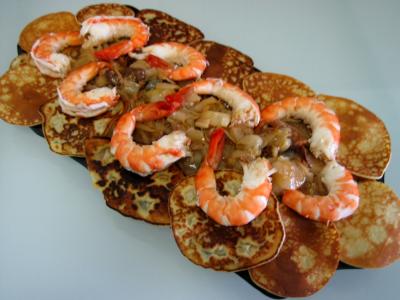 Recette Gambas aux endives et ses crêpes