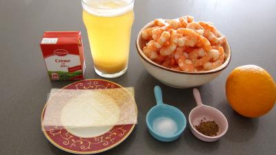 Ingrédients pour la recette : Mousse de gambas à la gelée d'orange