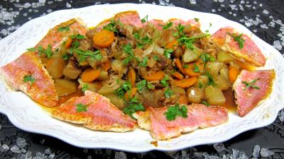 Recette Rougets au chou chinois et chayottes