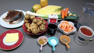 Ingrédients pour la recette : Soupe de thon aux topinambours