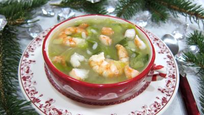 Soupes & potages : Bol de soupe de riz aux gambas et ognasses