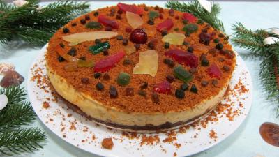 Recette Gâteau fromage blanc aux spéculoos et ses fruits confits