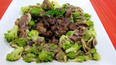 Légumes : Assiette de coeurs de carnard, légumes et sauce béchamel au vin rouge