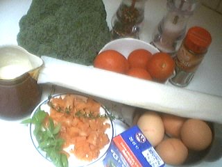 Ingrédients pour la recette : Quiche aux brocolis et saumon