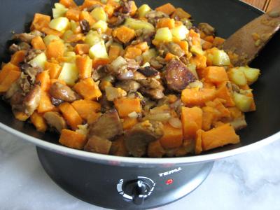 Recette Pommes de terre et patates douces aux cèpes