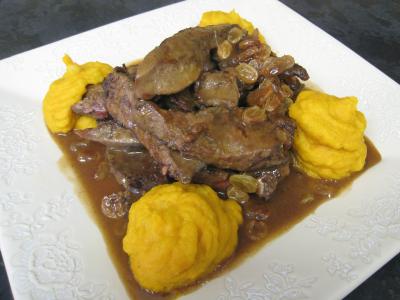 Recette Foie de veau aux raisins secs et au potimarron