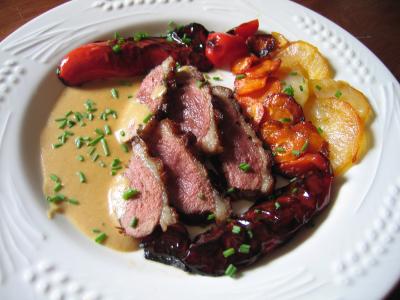 Image : recette Magret de canard à la sauce moutarde