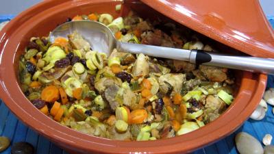 plat complet : Tajine de rouelle de porc au vin blanc en tajine