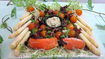 entrée à base de fromage : Assiette de cannellonis de saumon fumé