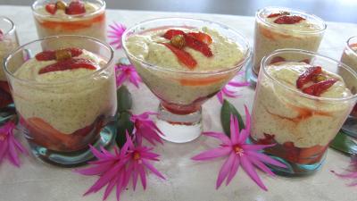blanc d'oeuf : Verrines de mousse aux noisettes et aux fraises