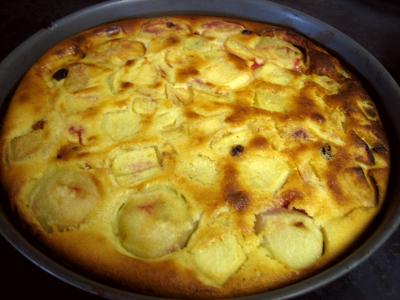 Image : recette Flan aux pêches et aux raisins secs