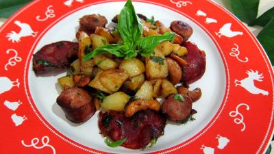 plat complet : Assiette de pommes de terre au chorizo