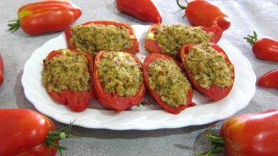 Légumes : Plat de tomates farcies aux crevettes
