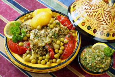 Photo : Plat de poisson marocain au tajine sauce Chermoula