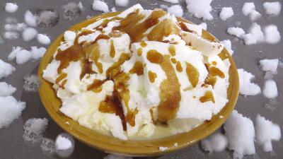 Cuisson à la casserole : Saladier d'ile flottante à la crème de marrons