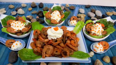Amuse-bouche : Cuillères de crevettes à la Chantilly