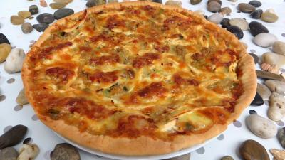Cuisson à la poêle : Pizza au chapon et poireaux