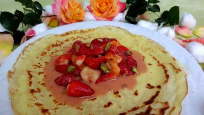 Desserts : Crêpes aux fraises