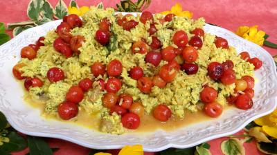 Recettes sans oeufs : Assiette de risotto aux cerises