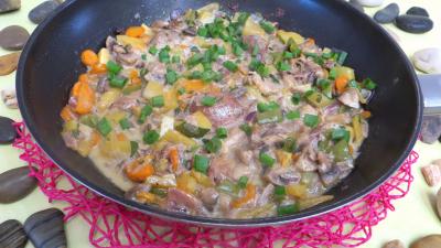 Recettes sans oeufs : Wok de panaché de légumes au confit de canard