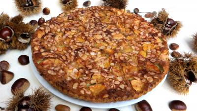 Desserts : Assiette de clafoutis aux pommes et châtaignes