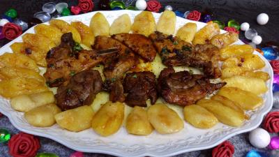 Viandes : Plat de côtes de porc au cidre rosé