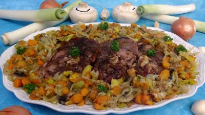 Recettes sans oeufs : Plat de tranches de gigot aux carottes