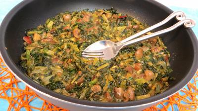 plat complet : Sauteuse de bettes aux anchois et rognons