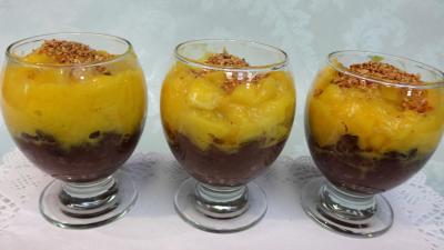gingembre en poudre : Verrines de boudin à la mangue