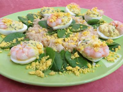 Entrées & salades : Oeufs mimosa aux crevettes
