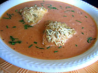 crème aux légumes : Assiette de crème de tomates