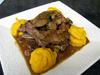 foie de veau aux raisins secs et au potimarron